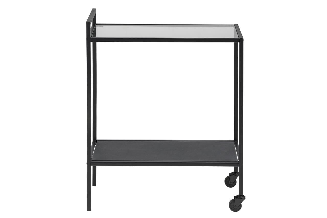 Masa minibar mobila din sticla si metal Seaford Negru, L60xl30xH75cm (2)