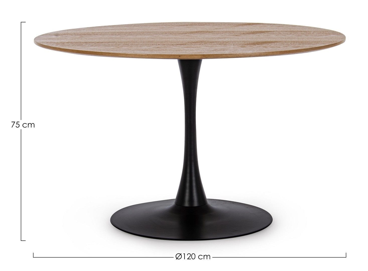 Masa rotunda din furnir, MDF si metal Bloom Large Natural / Negru, Ø120xH75 cm (3)