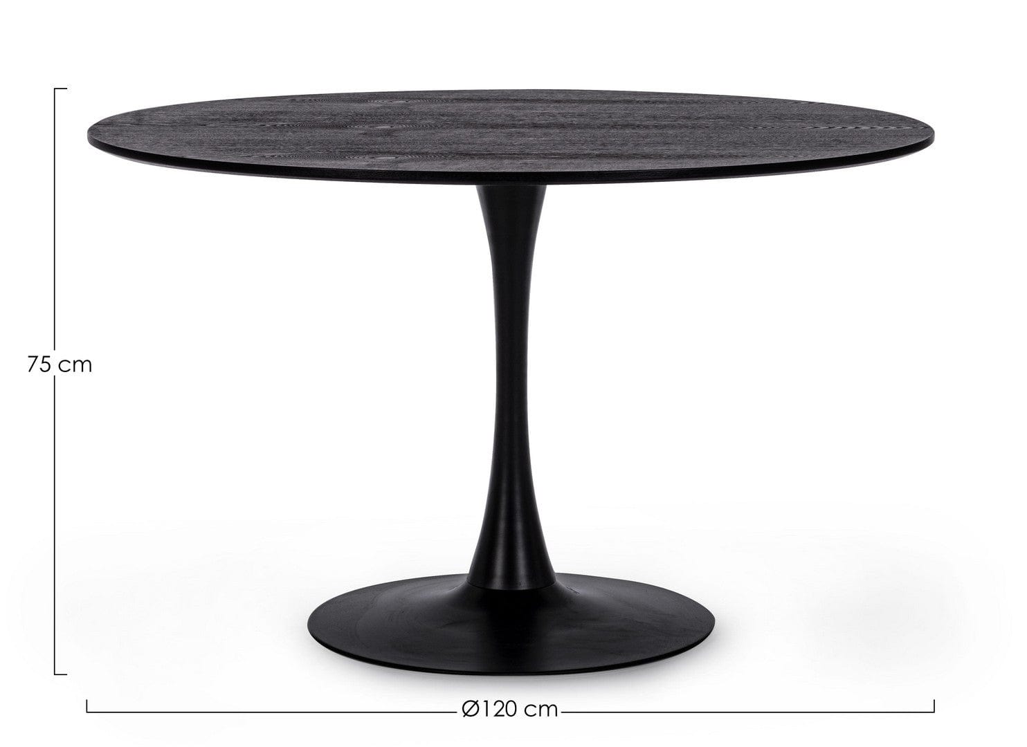 Masa rotunda din furnir, MDF si metal Bloom Large Negru, Ø120xH75 cm (2)