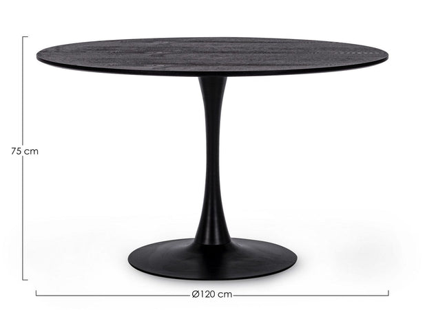 Masa rotunda din furnir, MDF si metal Bloom Large Negru, Ø120xH75 cm (2)