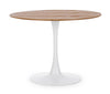 Masa rotunda din furnir, MDF si metal Bloom Small Natural / Alb, Ø100xH75 cm