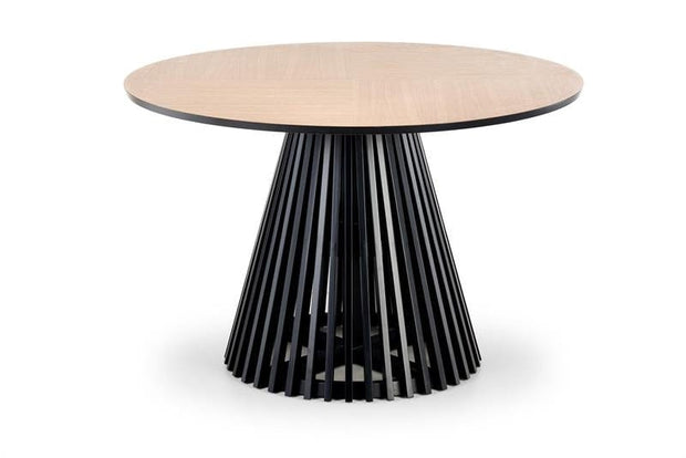 Masa rotunda din MDF, furnir si lemn de fag, Maylin Natural / Negru, Ø120xH77 cm