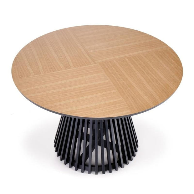 Masa rotunda din MDF, furnir si lemn de fag, Maylin Natural / Negru, Ø120xH77 cm (5)