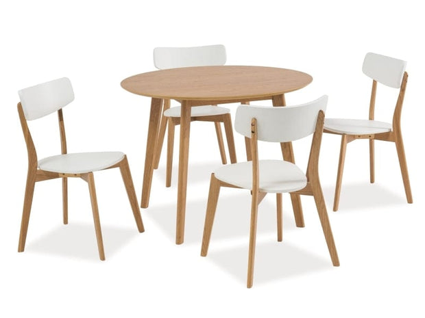 Masa rotunda din MDF, furnir si lemn, Mosley II Stejar, Ø90xH75 cm (1)