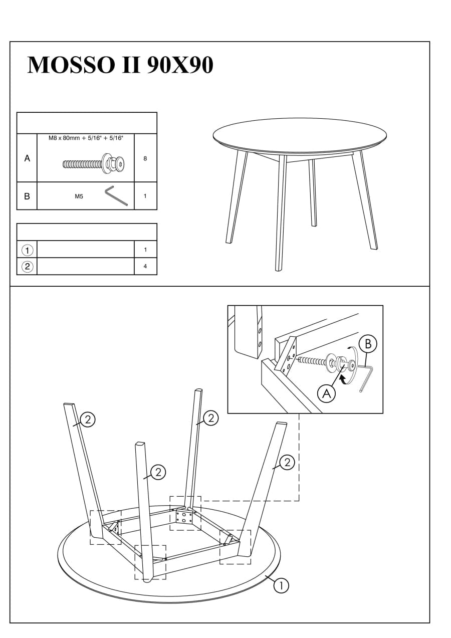 Masa rotunda din MDF, furnir si lemn, Mosley II Stejar, Ø90xH75 cm (2)