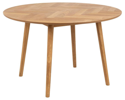 Masa rotunda din MDF, furnir si lemn, Nagano Stejar, Ø120xH75 cm