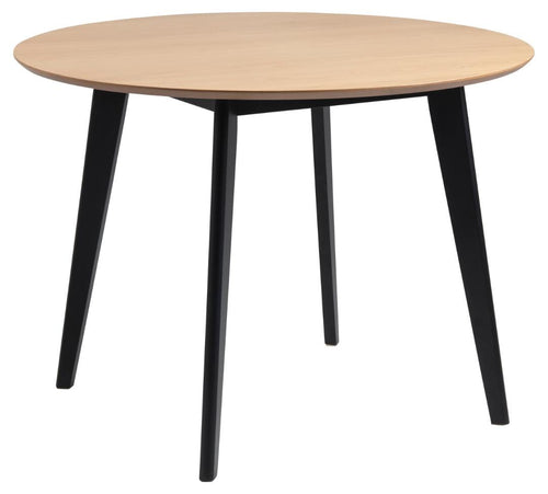 Masa rotunda din MDF, furnir si lemn, Roxby Stejar / Negru, Ø105xH76 cm