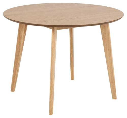 Masa rotunda din MDF, furnir si lemn, Roxby Stejar, Ø105xH76 cm