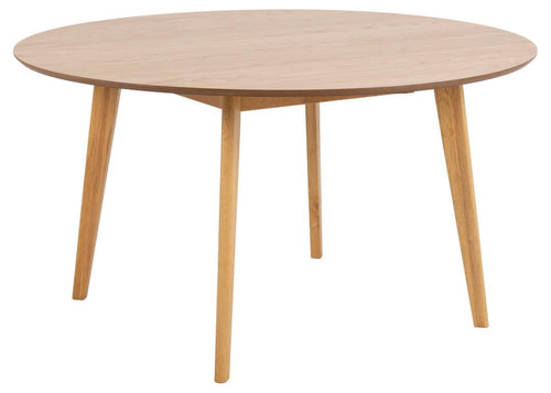 Masa rotunda din MDF, furnir si lemn, Roxby Stejar, Ø140xH76 cm