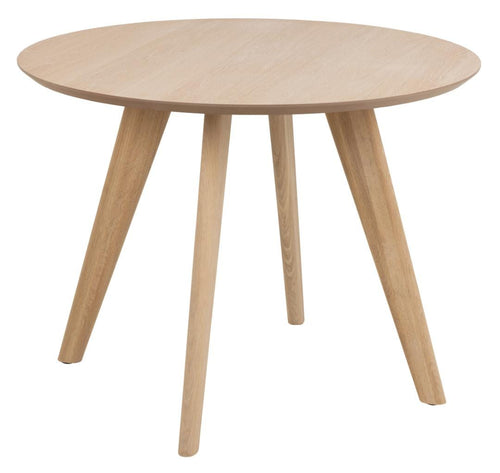 Masa rotunda din MDF, furnir si lemn, Townsville Stejar White Wash, Ø100xH75 cm