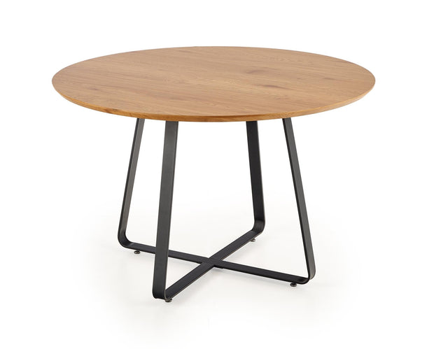 Halmar Masa rotunda din MDF, furnir si metal, Lopera II Stejar Auriu / Negru, Ø120xH78 cm