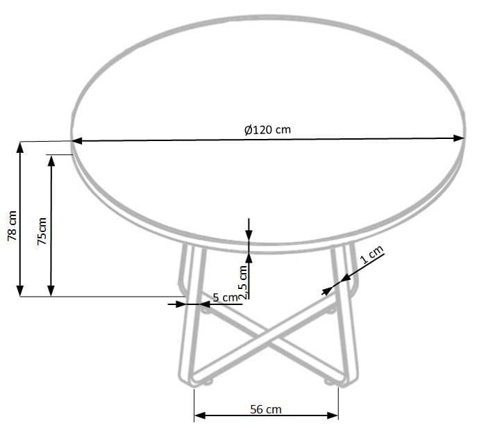 Halmar Masa rotunda din MDF, furnir si metal, Lopera II Stejar Auriu / Negru, Ø120xH78 cm