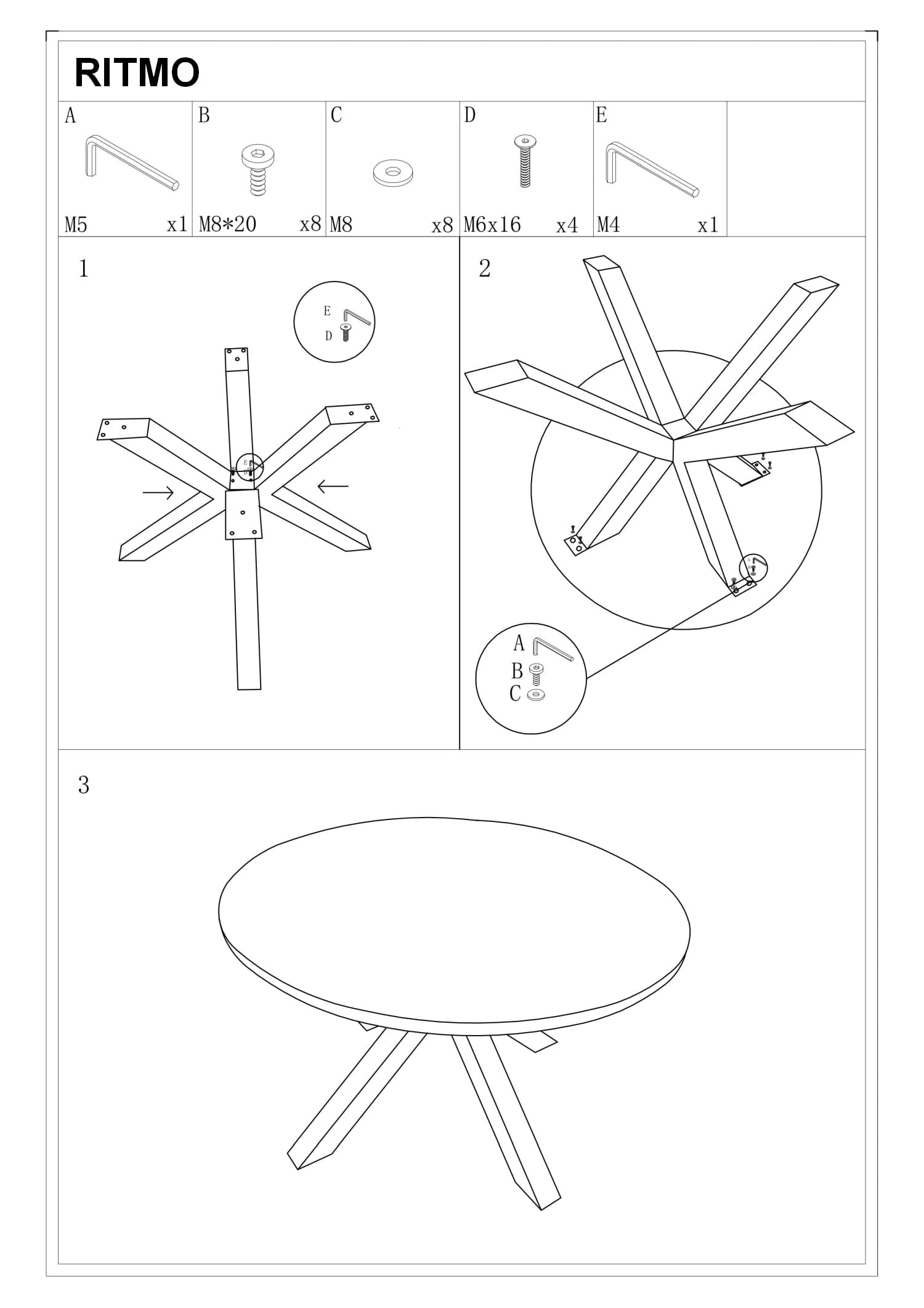 Masa rotunda din MDF, furnir si metal, Risha Stejar / Negru, Ø120xH75 cm (7)