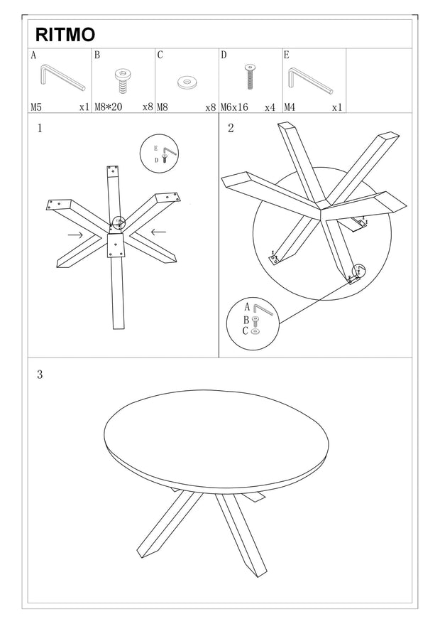 Masa rotunda din MDF, furnir si metal, Risha Stejar / Negru, Ø120xH75 cm (7)