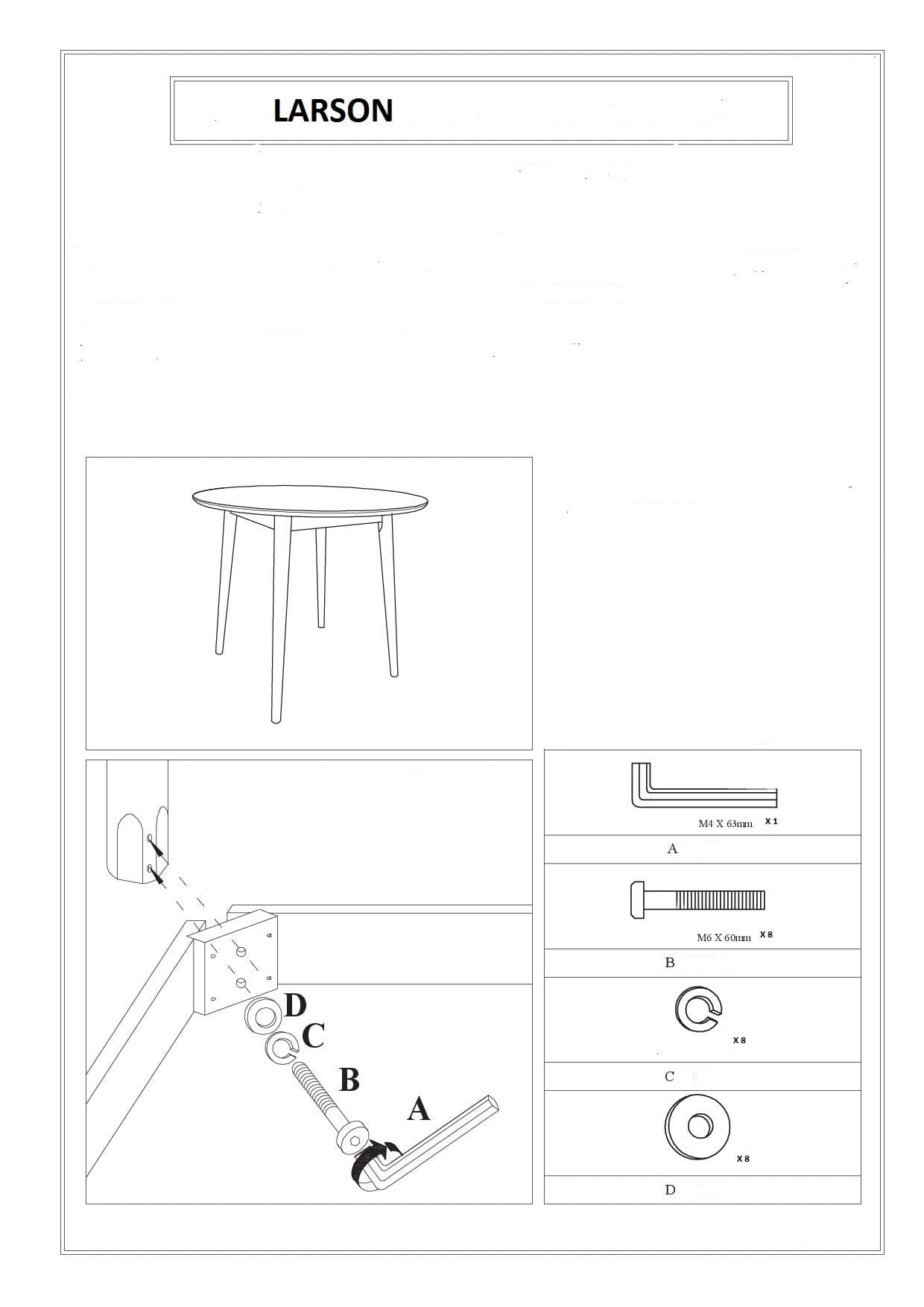 Masa rotunda din MDF si lemn, Larkin Alb, Ø90xH75 cm (6)