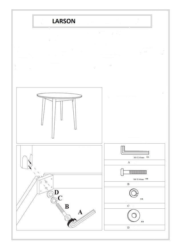 Masa rotunda din MDF si lemn, Larkin Alb, Ø90xH75 cm (6)