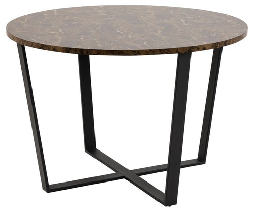 Masa rotunda din MDF si metal, Amble Marmura / Negru, Ø110xH75 cm