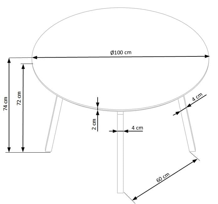 Halmar Masa rotunda din MDF si metal, Ballari Gri Deschis / Negru, Ø100xH74 cm