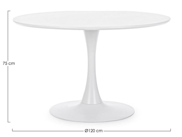 Masa rotunda din MDF si metal Bloom Large Alb, Ø120xH75 cm (2)