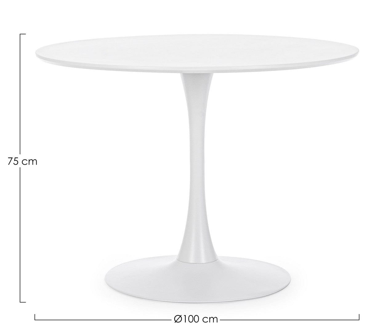 Masa rotunda din MDF si metal Bloom Small  Alb, Ø100xH75 cm (3)