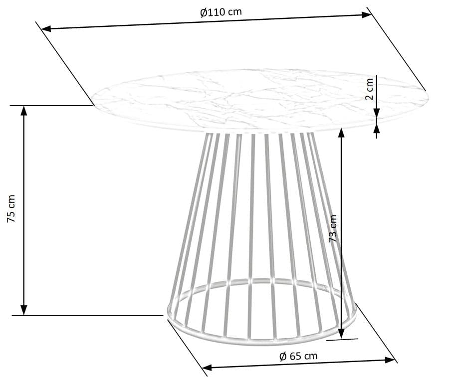 Halmar Masa rotunda din MDF si metal, Broderick Alb / Negru, Ø110xH75 cm