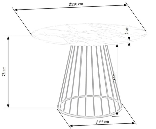 Halmar Masa rotunda din MDF si metal, Broderick Alb / Negru, Ø110xH75 cm