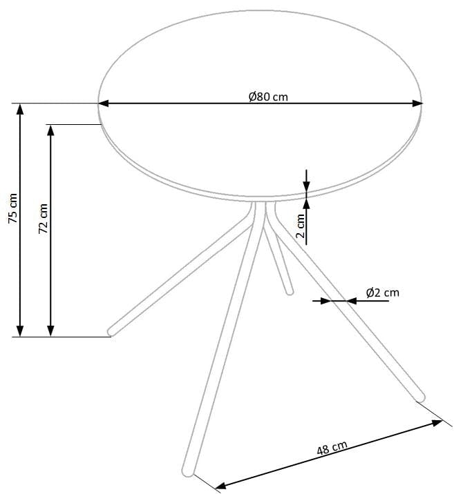 Masa rotunda din MDF si metal, Fronti Alb Mat, Ø80xH75 cm (2)