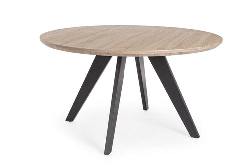 Masa rotunda din MDF si metal Henry Natural / Negru, Ø134xH76 cm