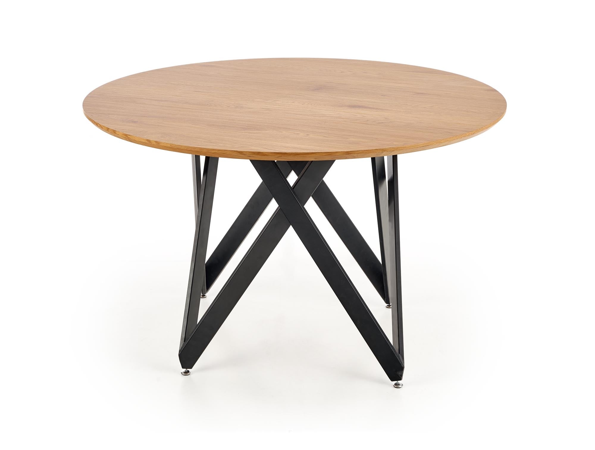 Masa rotunda din MDF si metal, Mozare Stejar Auriu / Negru, Ø120xH75 cm