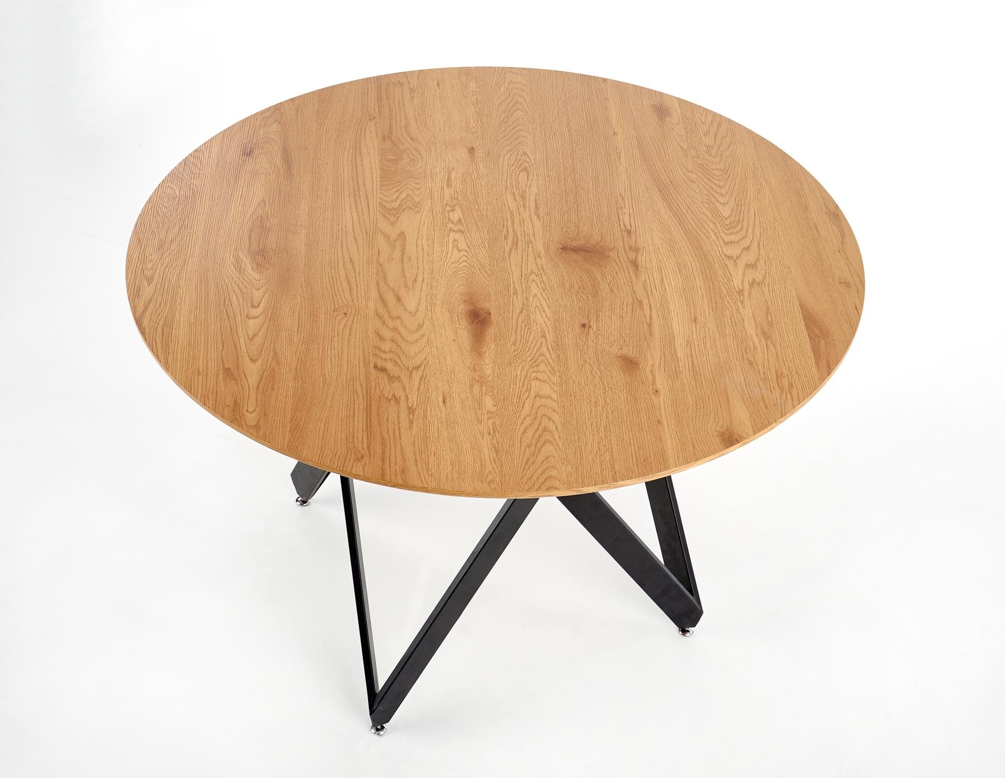 Masa rotunda din MDF si metal, Mozare Stejar Auriu / Negru, Ø120xH75 cm (9)