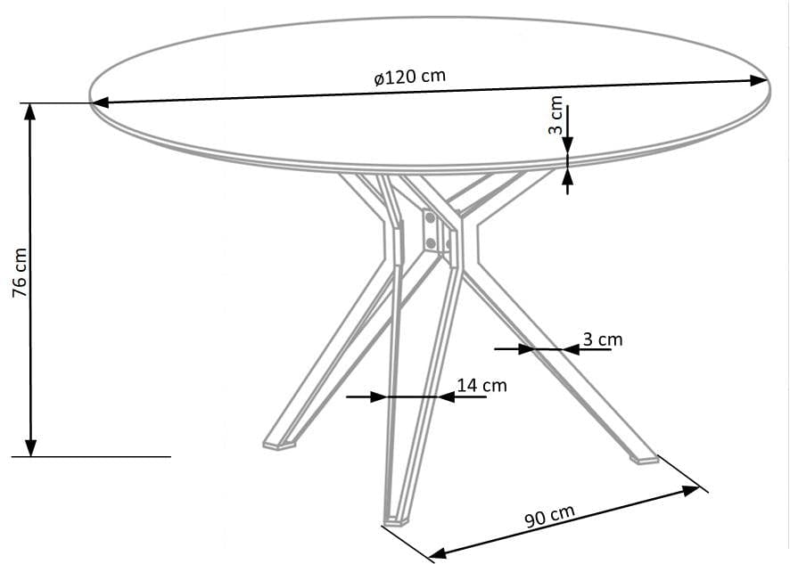 Halmar Masa rotunda din MDF si metal, Pisces Alb / Negru, Ø120xH76 cm