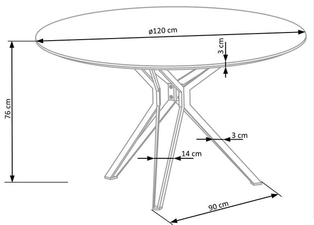 Halmar Masa rotunda din MDF si metal, Pisces Alb / Negru, Ø120xH76 cm