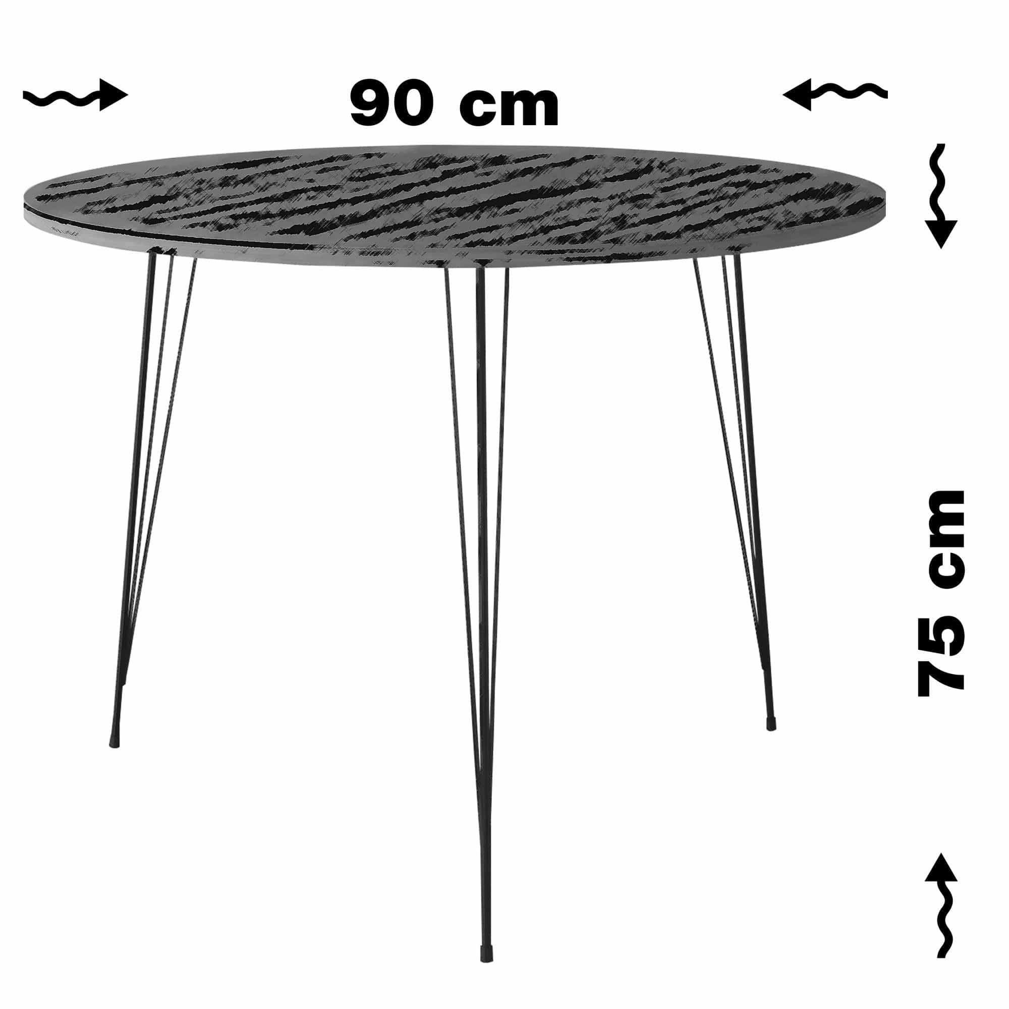 Masa rotunda din pal si metal, Sandalf Royal Negru / Alb, Ø90xH75 cm (5)