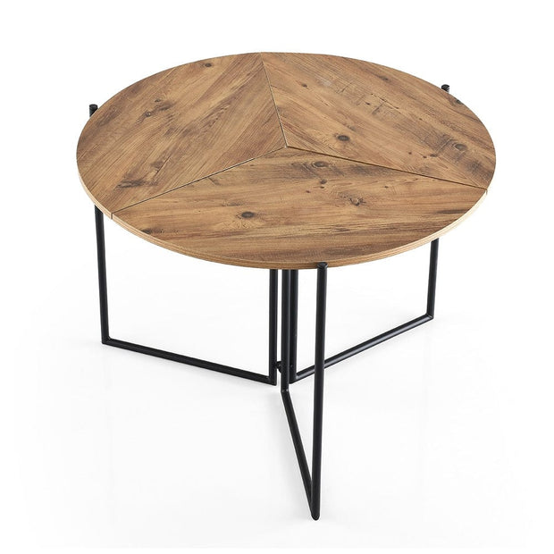 Asir Masa rotunda din pal si metal, Yopro 1201 Natural / Negru, Ø100xH72 cm