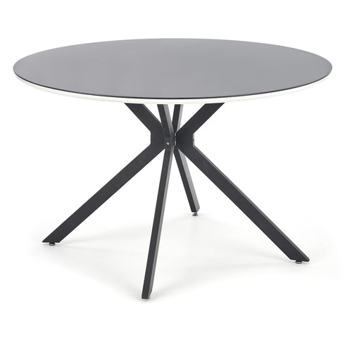 Halmar Masa rotunda din sticla, MDF si metal, Avelyn Negru / Alb, Ø120xH76 cm