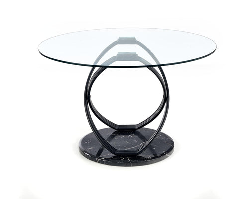 Halmar Masa rotunda din sticla, MDF si metal, Optio Transparent / Negru, Ø122xH77 cm