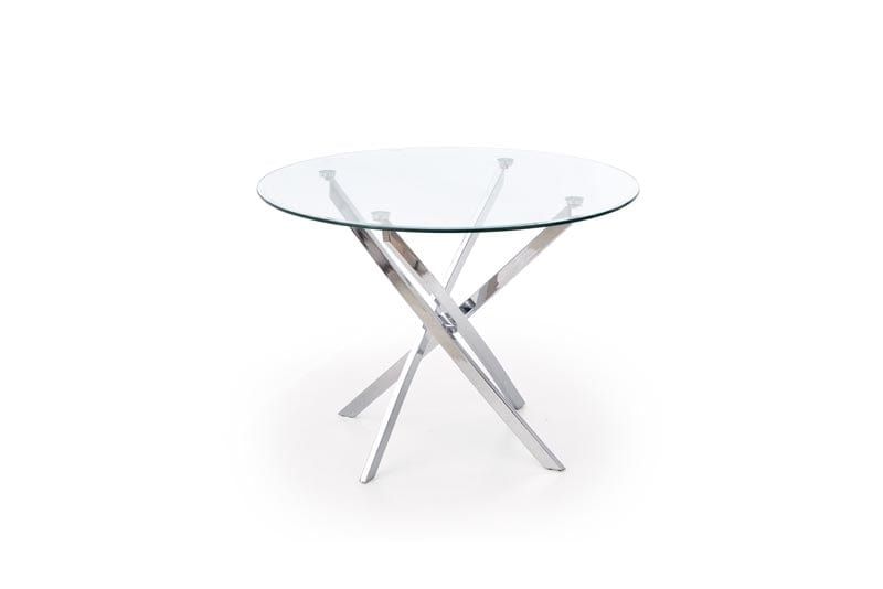 Halmar Masa rotunda din sticla si metal, Raymandi  Transparent / Crom, Ø100xH73 cm