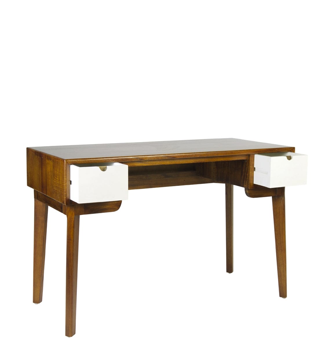Masa de birou din lemn, cu 2 sertare, Artic Nuc / Alb, L120xl55xH76 cm (3)
