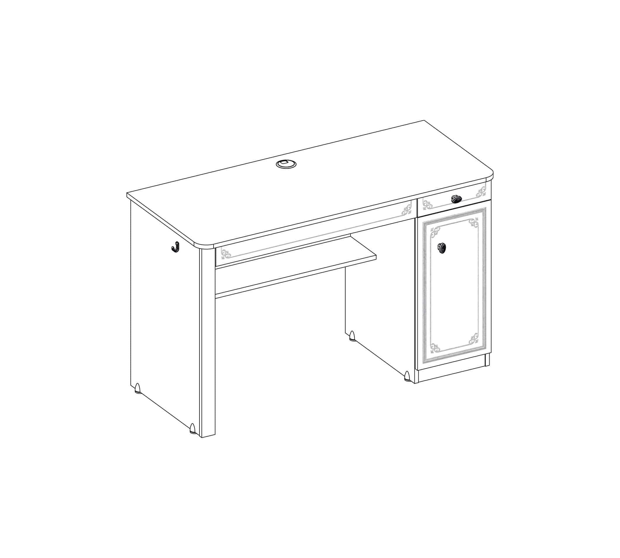 Masa de birou din pal, cu 1 usa si 2 sertare pentru tineret Selena Grey Alb / Gri, L120xl52xH75 cm (7)