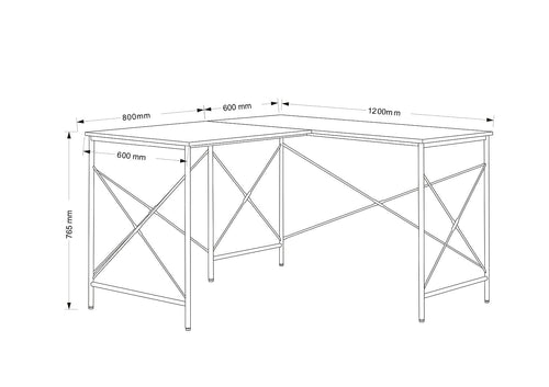 Masa de birou din pal si metal, Benny-182 Stejar / Negru, L140xl120xH76,5 cm (1)