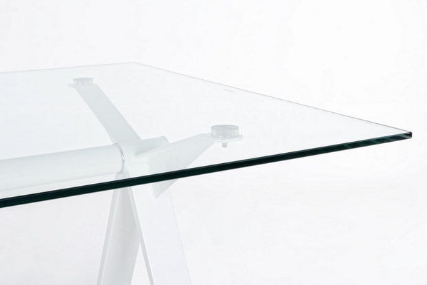 Masa de birou din sticla si metal Job Transparent / Alb, L150xl90xH75 cm (2)