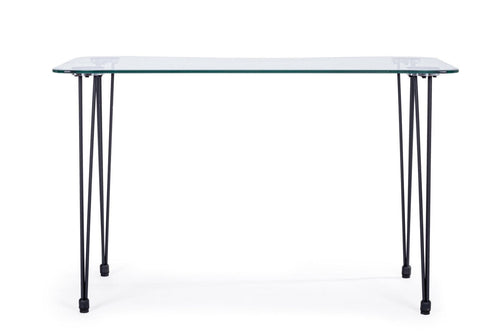 Masa de birou din sticla si metal Rondo Transparent / Negru, L120xl60xH74 cm (1)