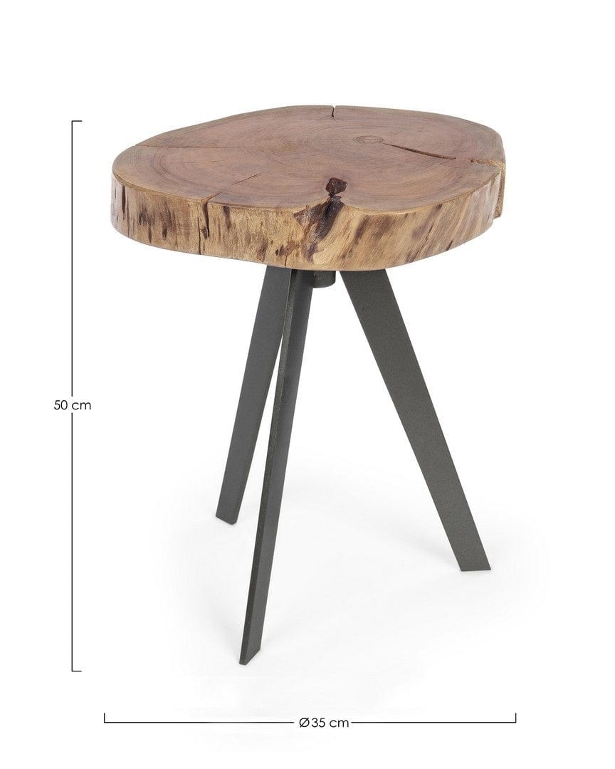 Masa de cafea din lemn de salcam si metal Aron Round Natural / Negru, Ø35xH50 cm (5)