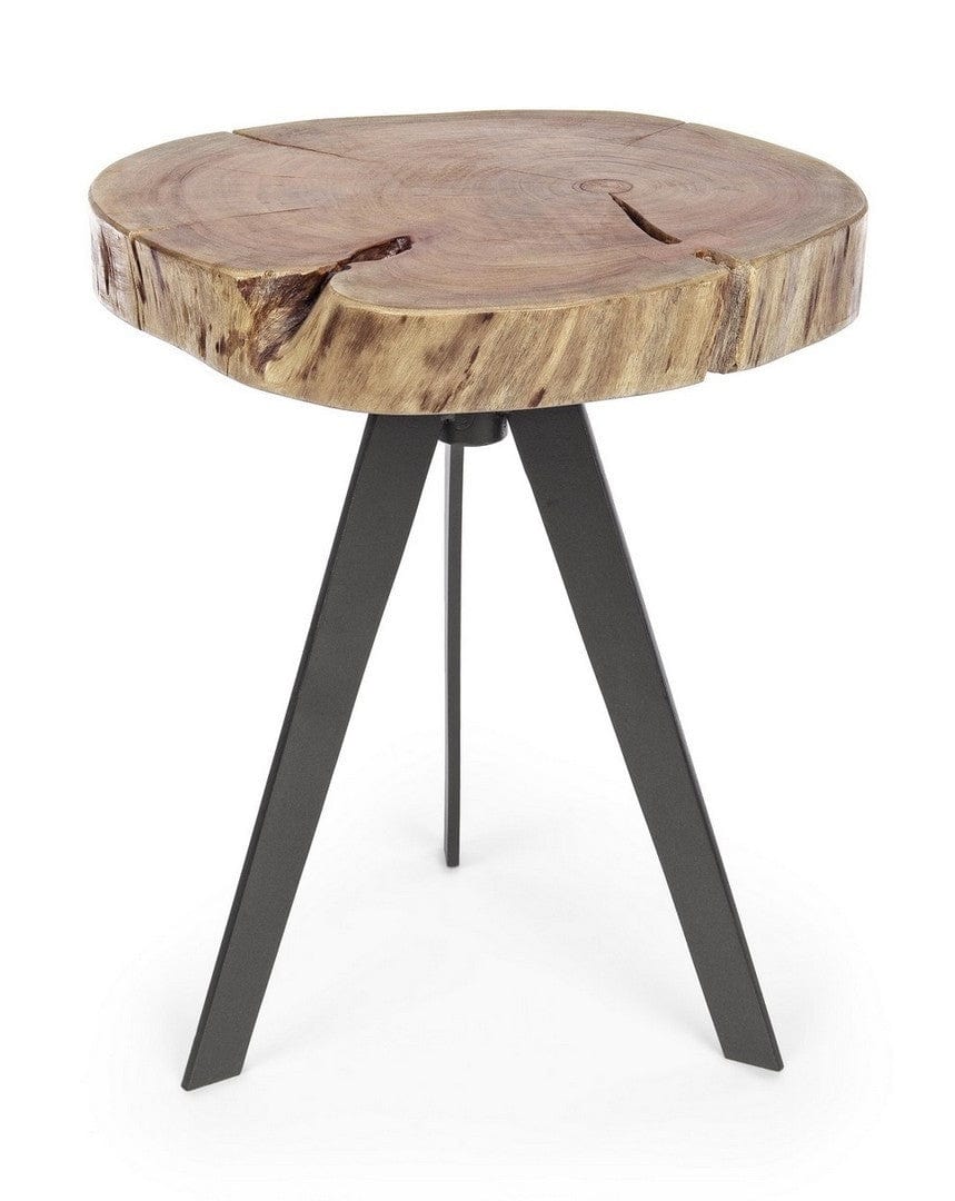 Masa de cafea din lemn de salcam si metal Aron Round Natural / Negru, Ø35xH50 cm (2)