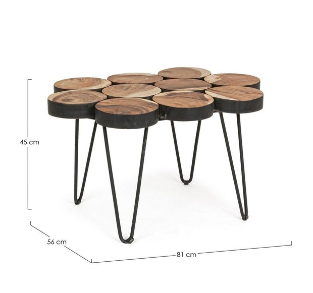 Masa de cafea din lemn de tec si metal Eimi Natural / Negru, L81xl56xH45 cm (3)