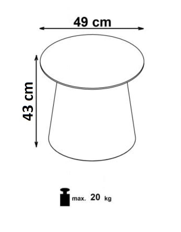 Masa de cafea din MDF, furnir si polipropilena, Azael-S Natural / Gri, Ø49xH43 cm (5)