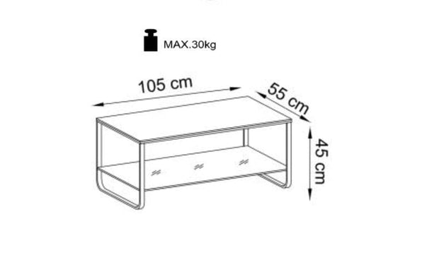 Masa de cafea din MDF si metal, Arthek Stejar Auriu / Negru, L105xl55xH45 cm (9)