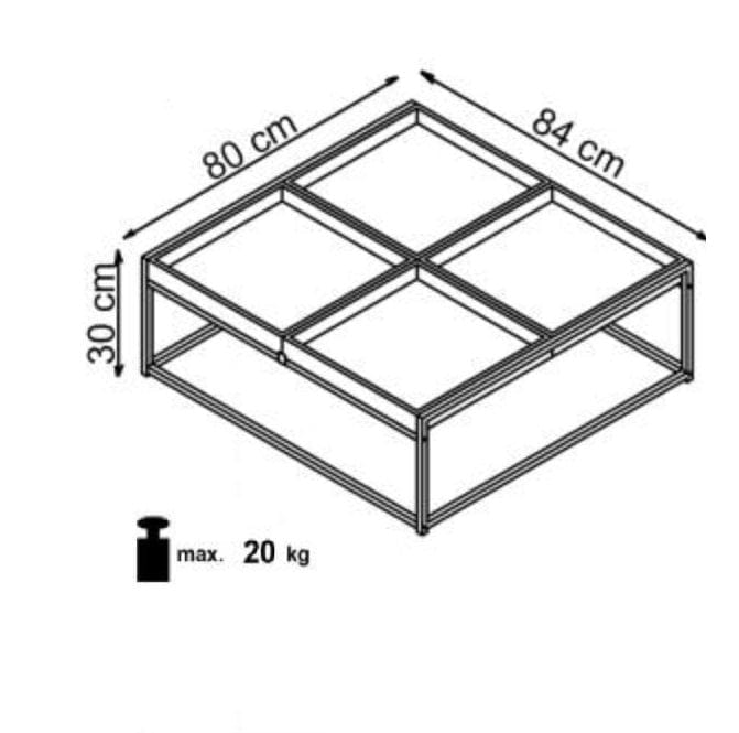 Masa de cafea din MDF si metal,  Frassco Nuc Honey / Negru, L84xl80xH30 cm (11)