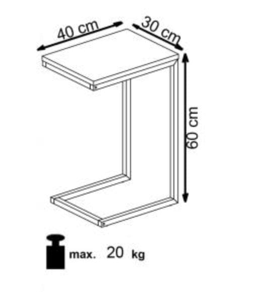 Masa de cafea din MDF si metal, Nisha Stejar Auriu / Negru, L40xl30xH60 cm (5)