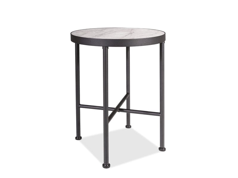 Masa de cafea din MDF si metal Tallis Marmura / Negru, Ø40xH50 cm